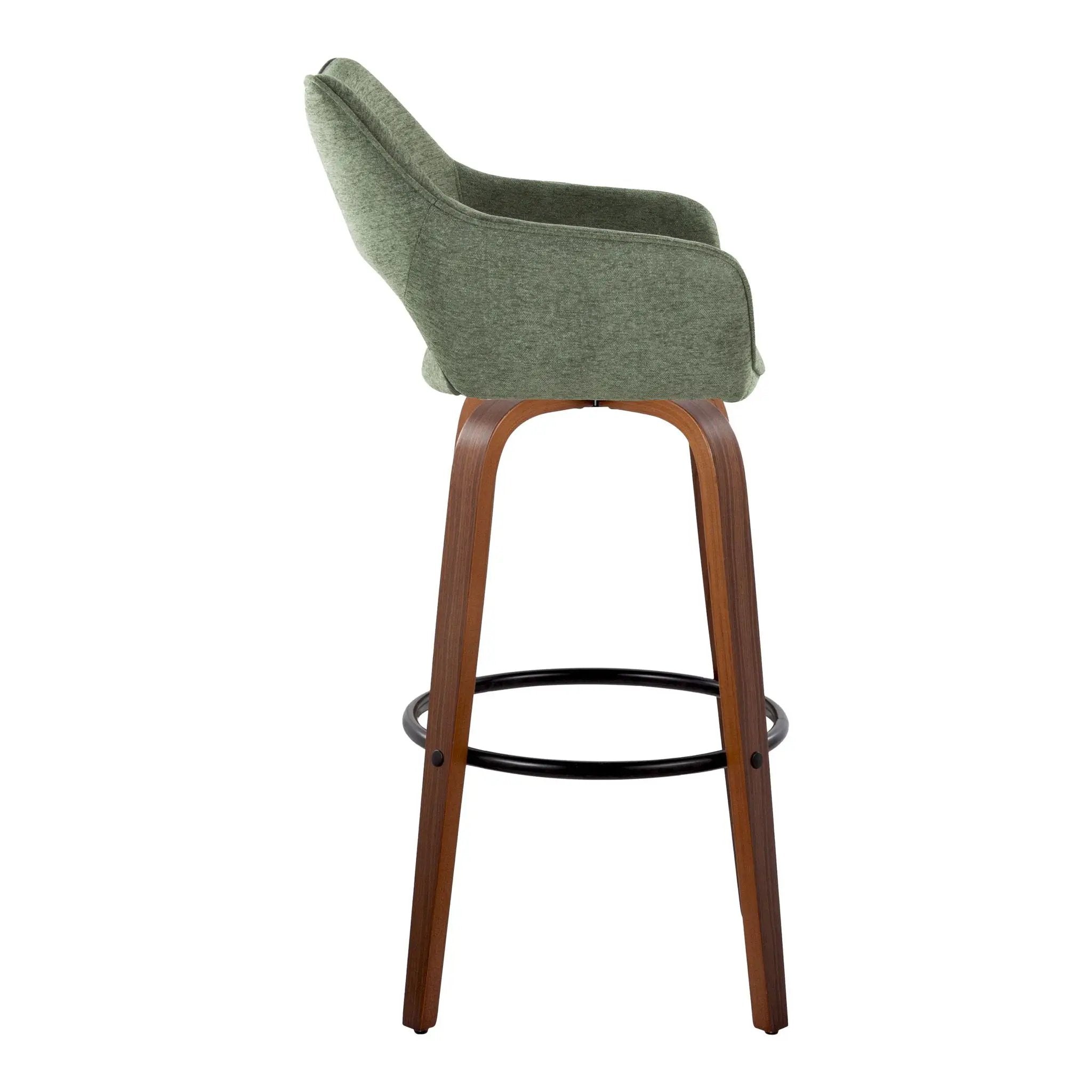 Mustang - Contemporary Fixed Height Barstool With Swivel & Round Footrest (Set of 2) by Unique Piece Furniture