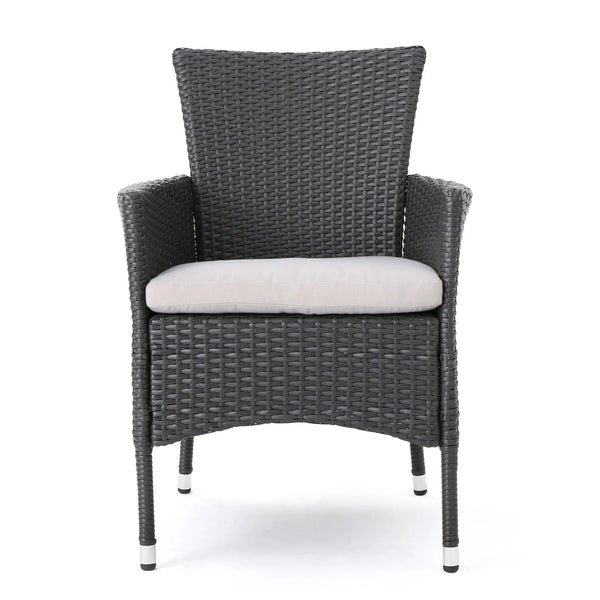 Dimensional Outdoor Dining Chair With Cushion Seat And Iron Frame (Set of 2)