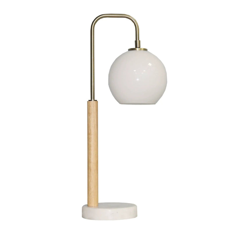 Bedside Table Lamp With Globe Lampshade - White by HouseOfZazla