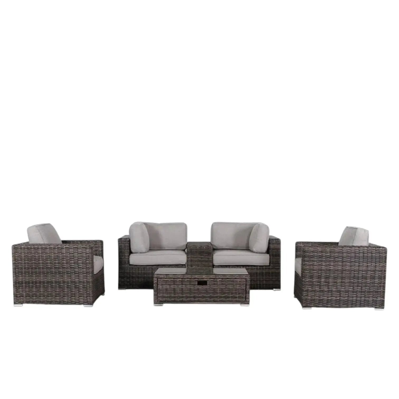 Wicker Seating Group Set With Table And Cushions by Unique Piece Furniture