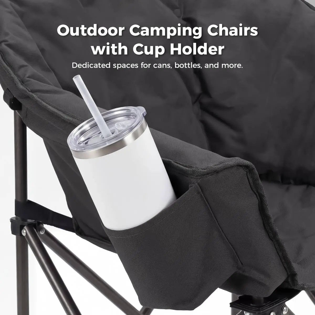 Set of 2 Oversized Camping Chairs with Side Pocket by HouseOfZazla