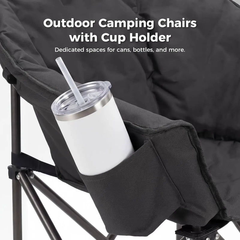 Set of 2 Oversized Camping Chairs with Side Pocket by HouseOfZazla