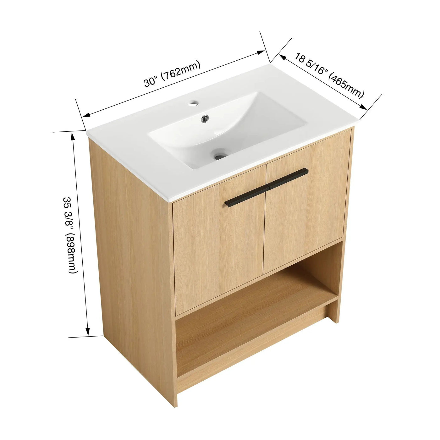Modern Bathroom Vanity With Ceramic Sink, Freestanding Cabinet, Soft Closing Doors by HouseOfZazla