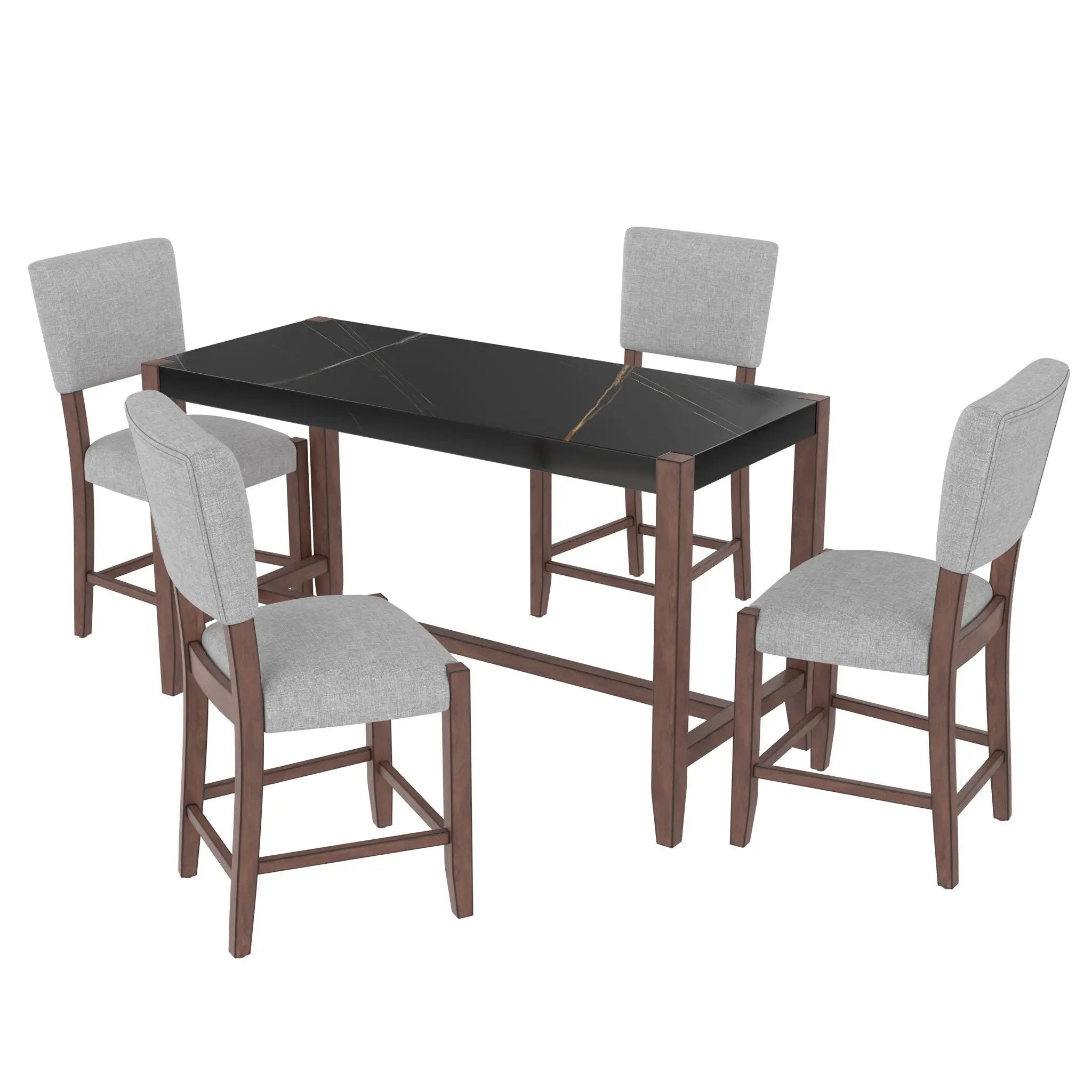 5 Piece Counter Height Dining Set, Bar Table With 4 Upholstered Chairs by HouseOfZazla