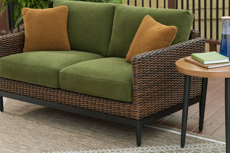 Horizon Hall - Loveseat With Cushion - Brown / Green by Unique Piece Furniture