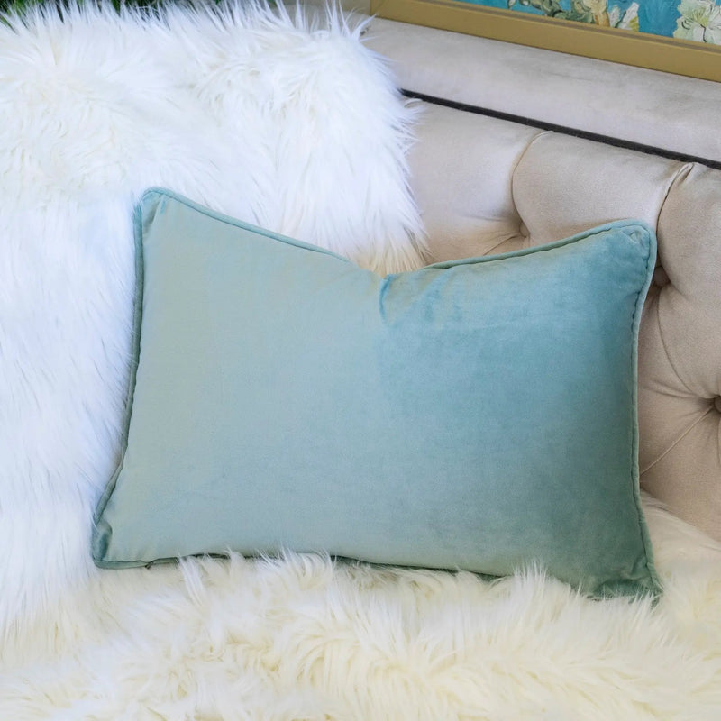 Pastel Harvest Lumbar Pillow – Misty Blue Fall Accent Cushion by HouseOfZazla