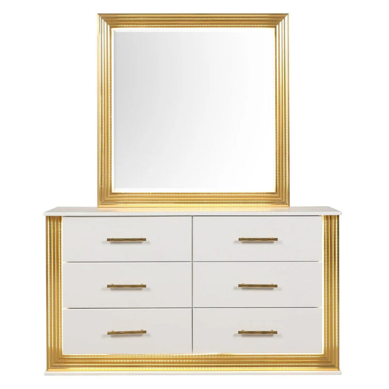Obsession - 6 Drawer LED Dresser - White
