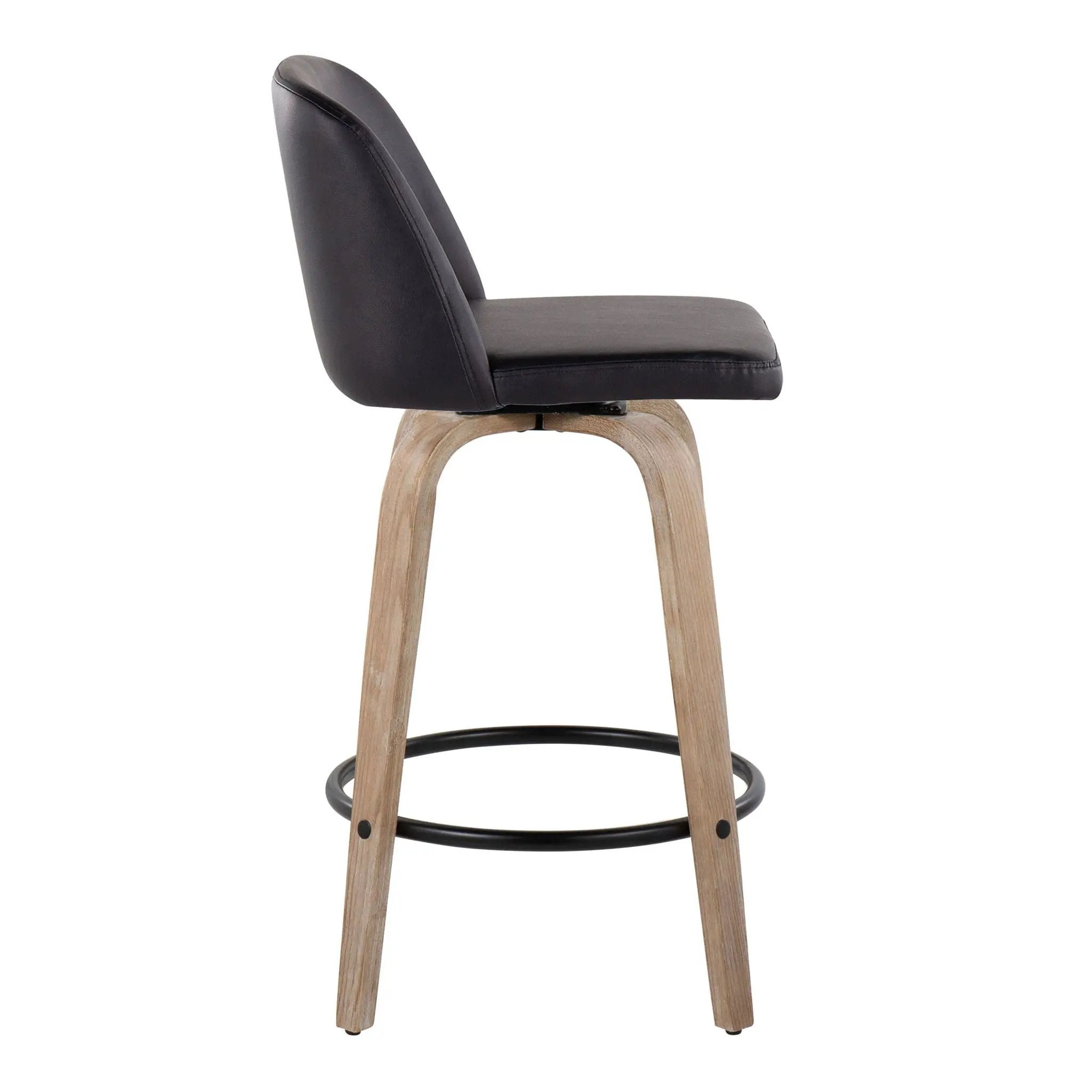 Toriano - Contemporary Fixed-Height Counter Stool & Swivel With Round Footrest (Set of 2) by Unique Piece Furniture