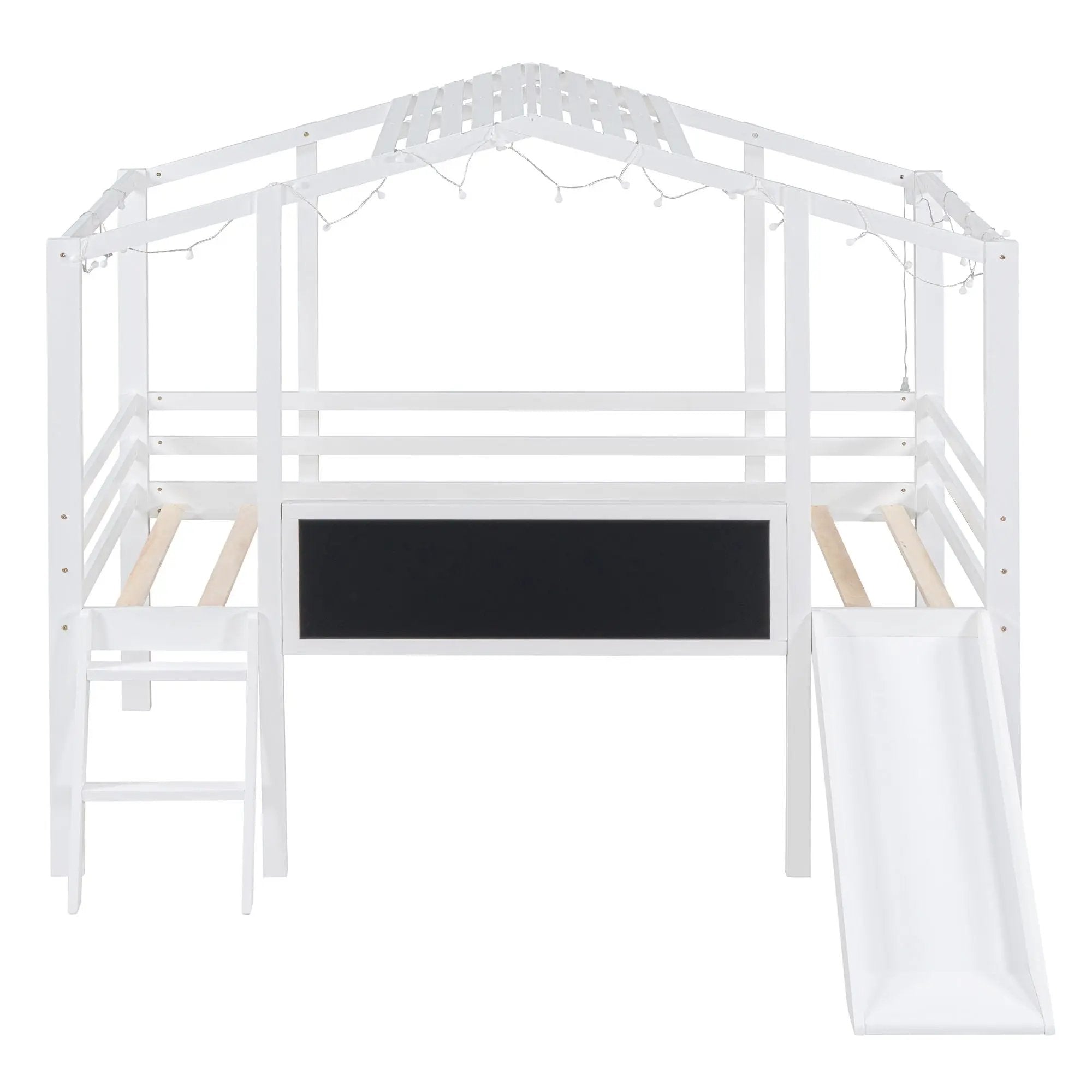 Loft House Bed With Ladder And Slide, With board And Light Strip On The Roof by HouseOfZazla