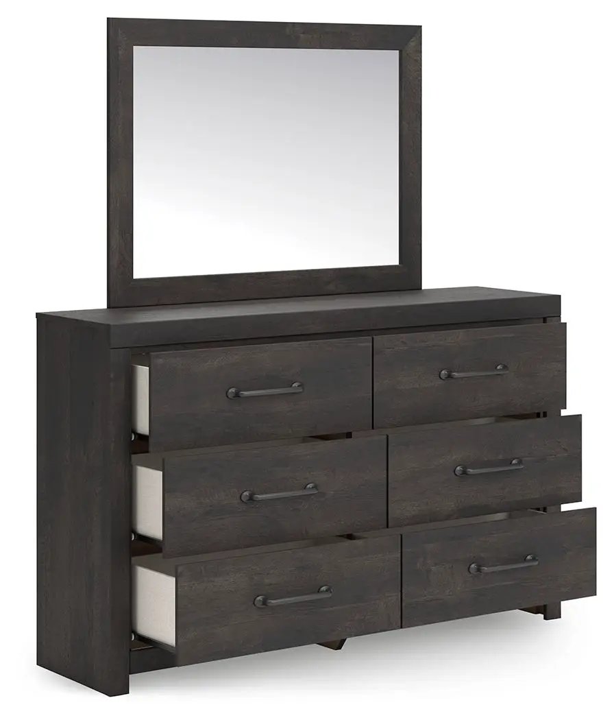 Hollivern - Dresser And Mirror - Dark Gray by Unique Piece Furniture