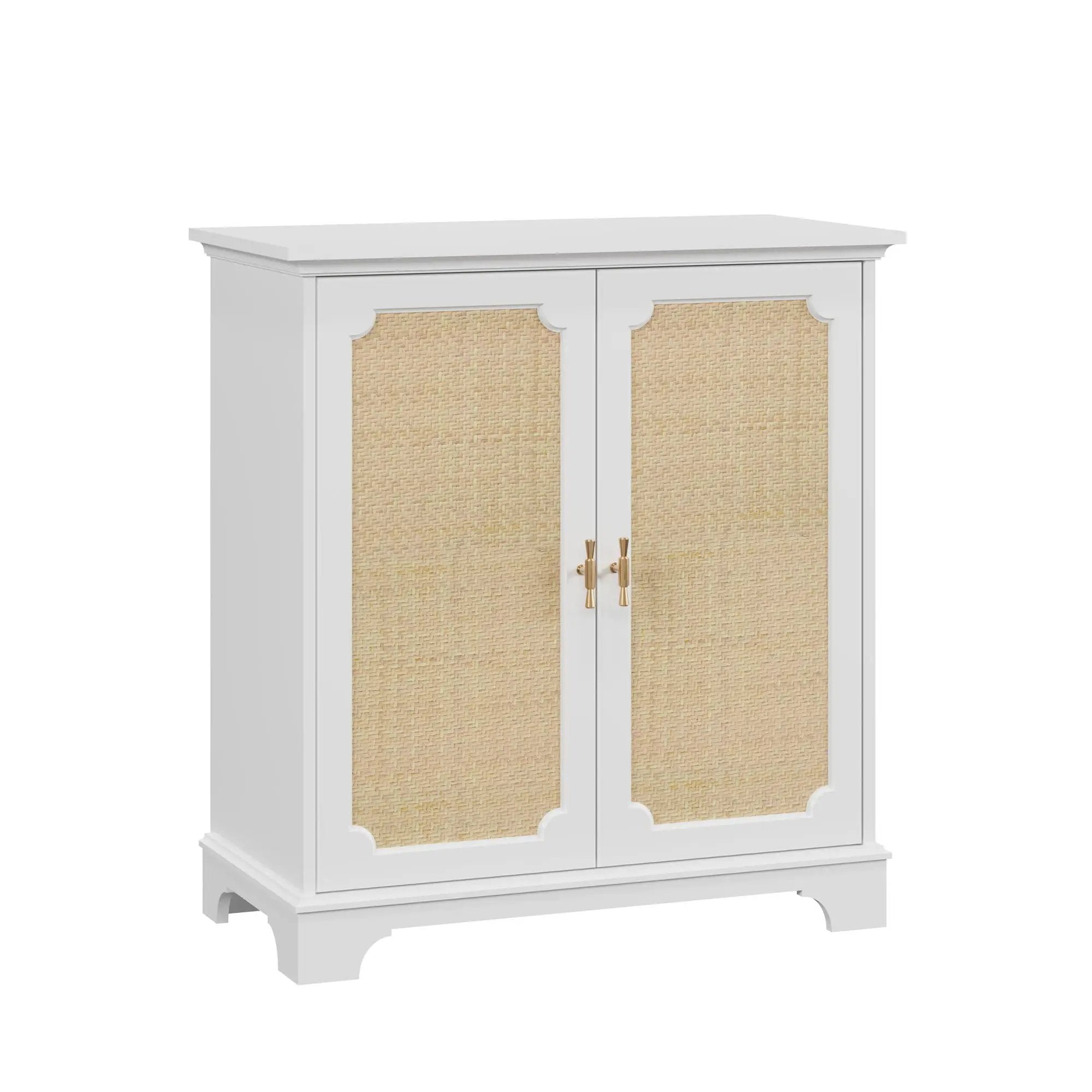 Rattan Decorated Sideboard Buffet Storage Liquor Cabinet - White by Unique Piece Furniture