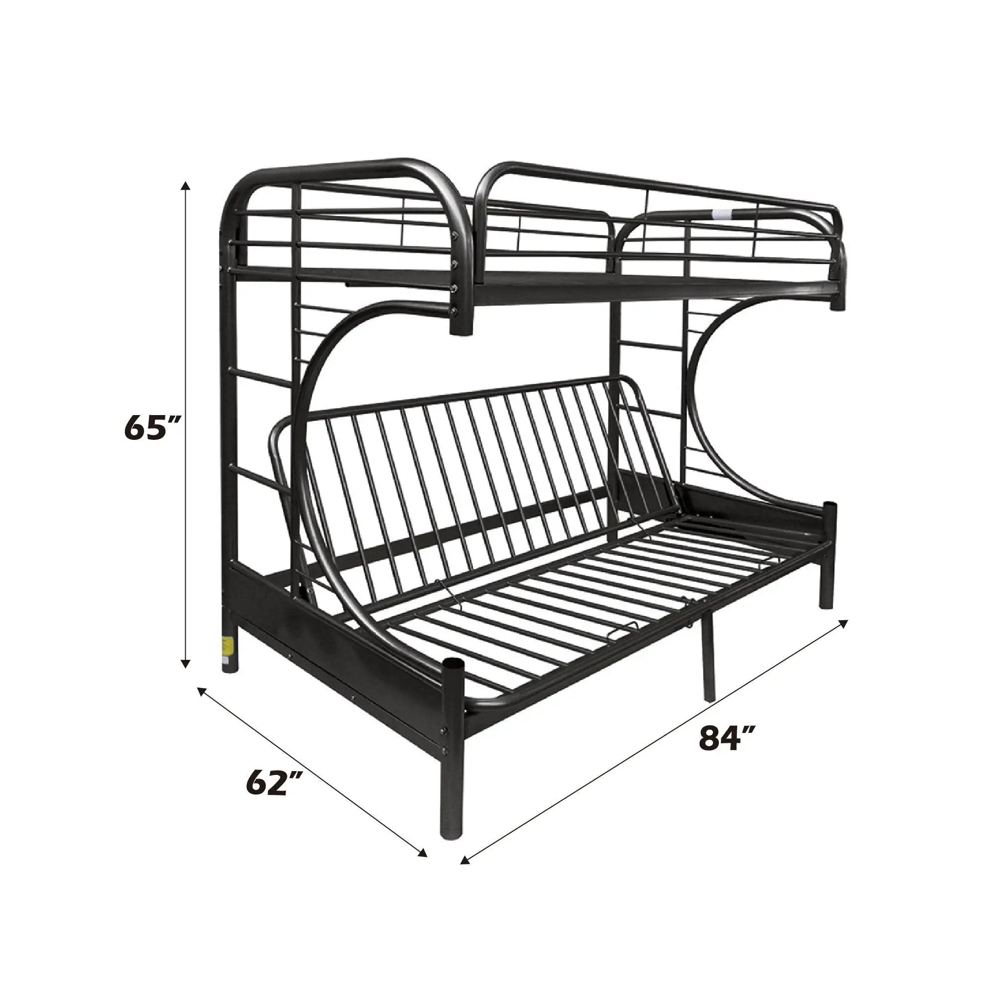Eclipse - Twin Long Queen Futon Bunk Bed - Black by Unique Piece Furniture