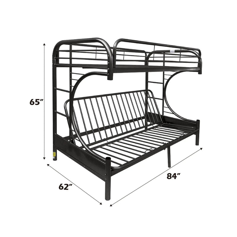 Eclipse - Twin Long Queen Futon Bunk Bed - Black by HouseOfZazla