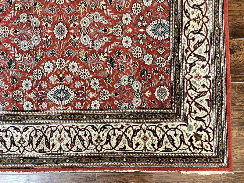 Red Persian Qum Rug 5 x 7.6, Hand Knotted Vintage Wool Fine Carpet 270 KPSI, Floral Allover by Jewel Rugs