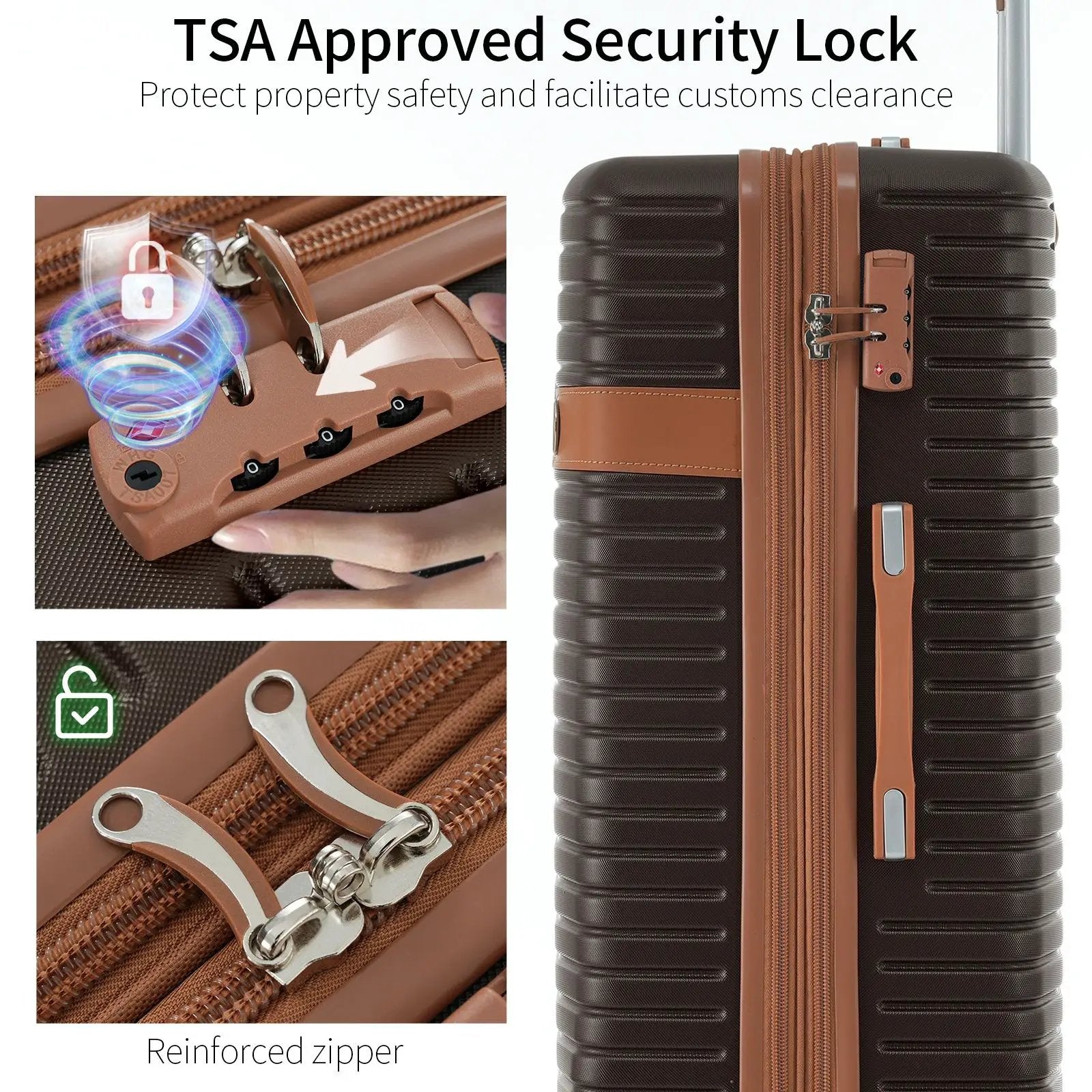 4 Piece Luggage Set Suitcase Set, Abs Hard Shell Lightweight Expandable Travel Luggage With 4 Packing Cubes, Tsa Lock, Spinner Wheels (16 / 20 / 24 / 28) - Coffee by HouseOfZazla