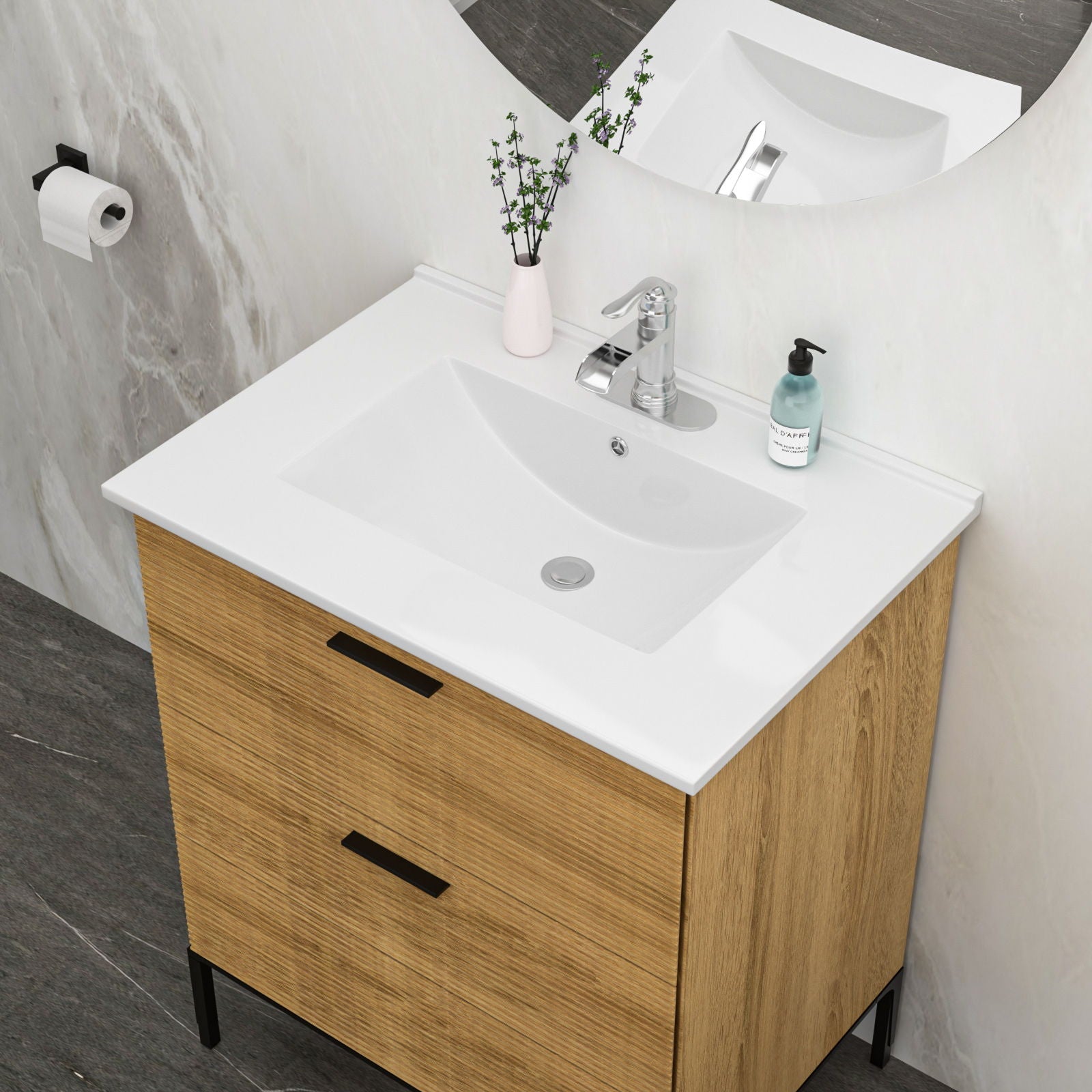 Premium Rectangular Vanity Top With Single Faucet Hole And Overflow by HouseOfZazla
