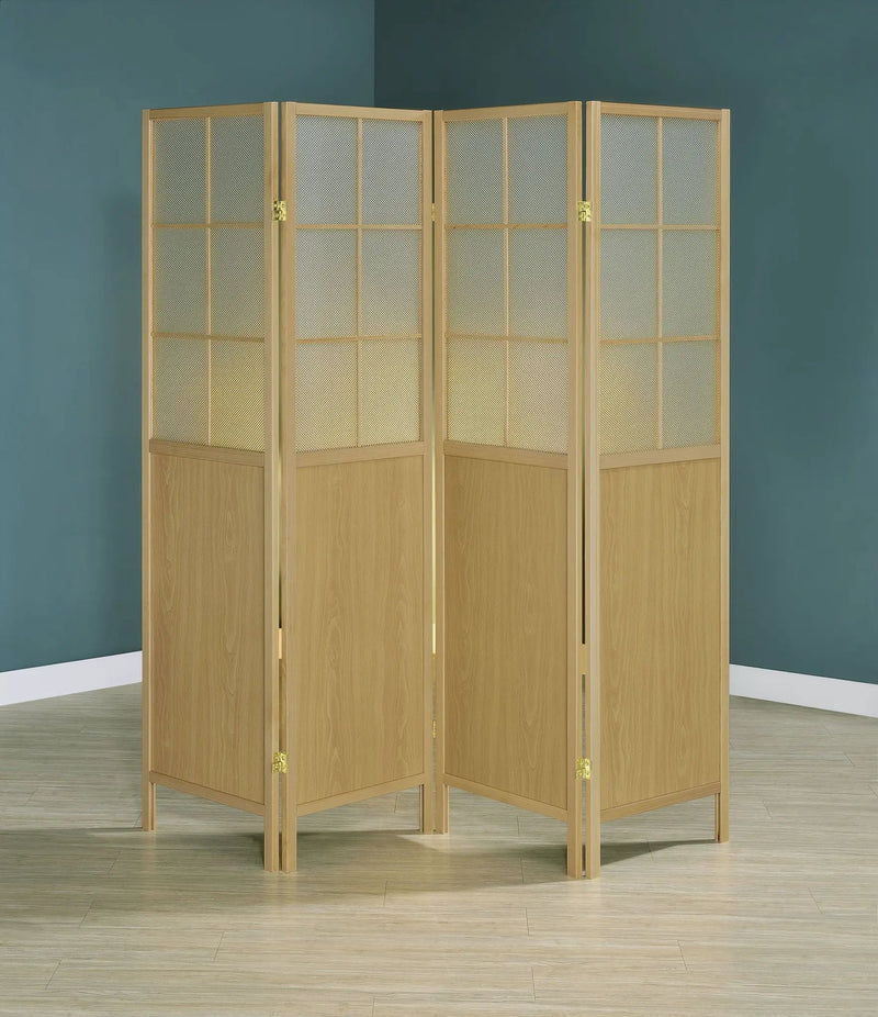 Edwards 4-Panel Room Divider Folding Shoji Screen Natural by Unique Piece Furniture