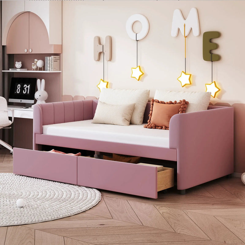 Upholstered Daybed With Ergonomic Design Backrest by HouseOfZazla