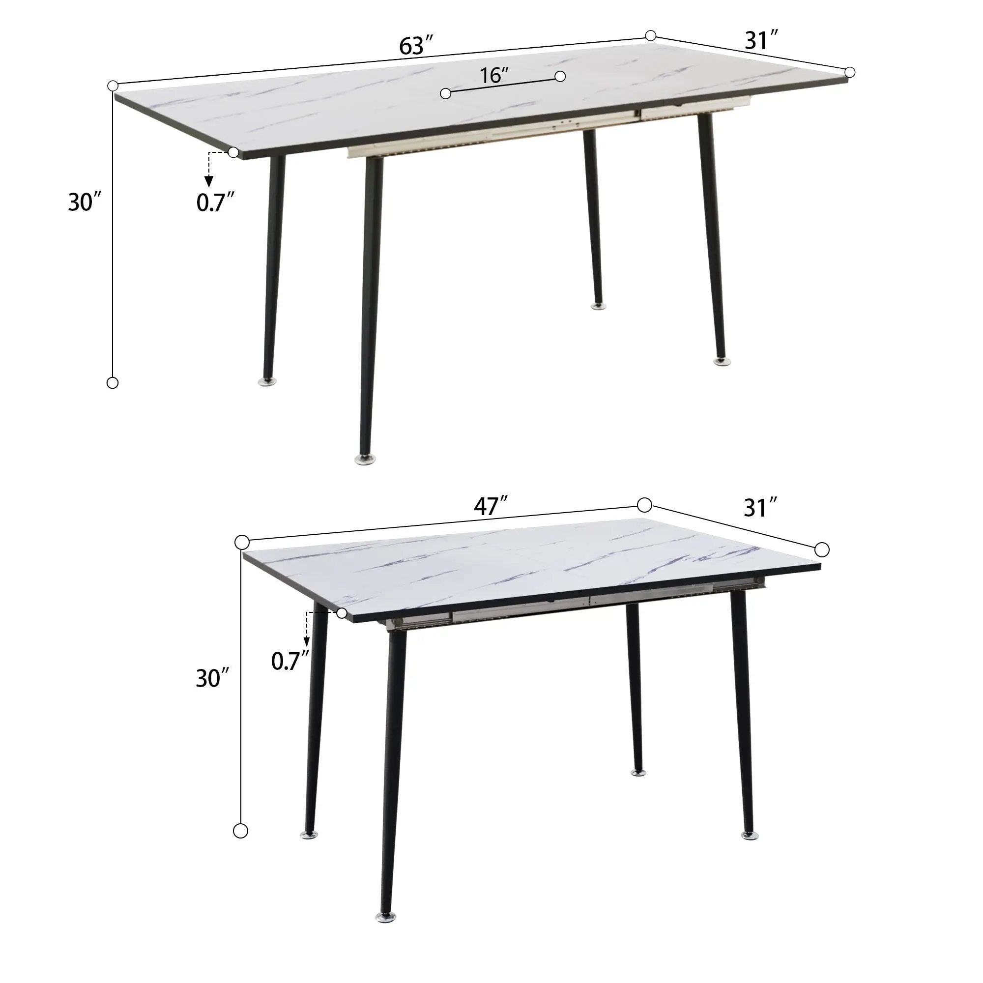 Modern Extendable Dining Table And Chair Set For 2 - 6 People by HouseOfZazla