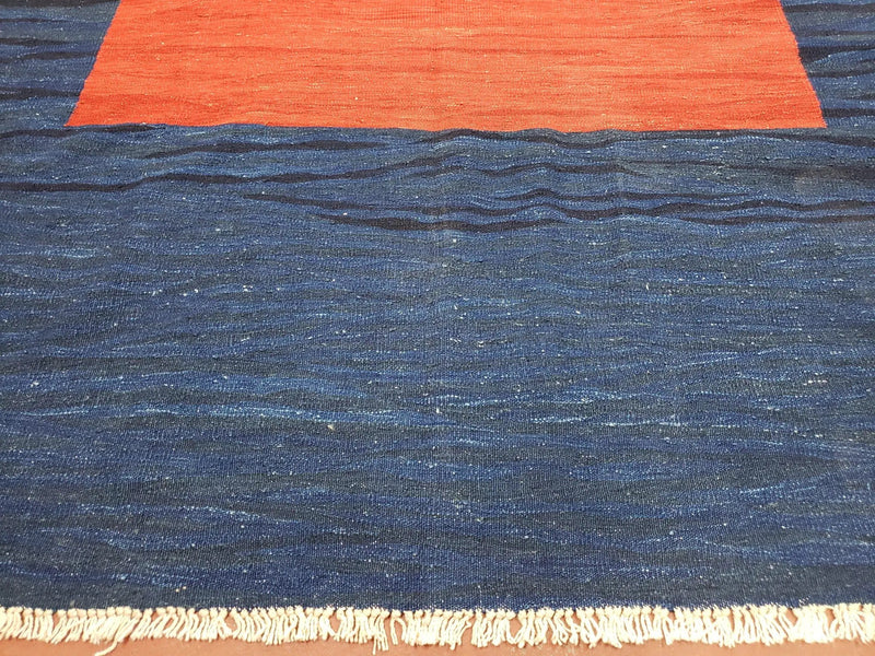 Blue and Red Turkish Kilim Rug, New 6x9 - 7x10 Flatweave Area Rugs, Hand Woven, Wool Handmade Oriental Kilim Abstract Modern Boho, Minimal by Jewel Rugs