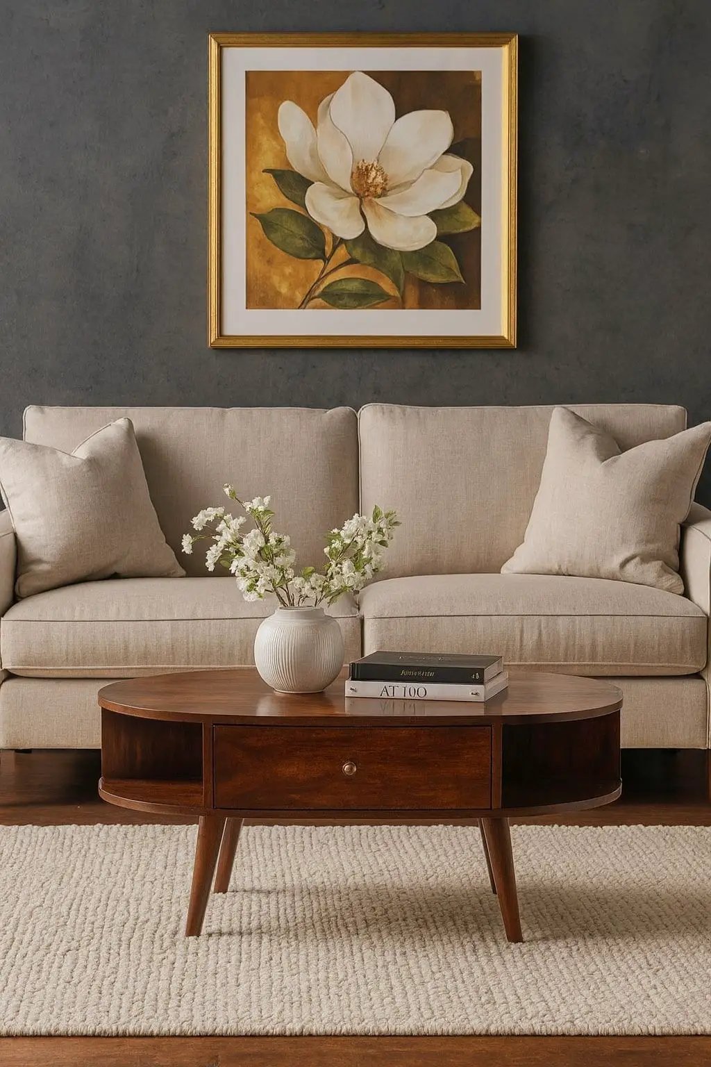 Oval Coffee Table With 1 Drawer - Chestnut by Unique Piece Furniture