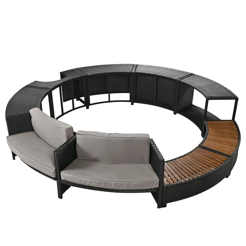 Spa Surround Spa Frame Patio Rattan Sofa Set With Storage Spaces, Mini Sofa And Comfortable Cushion For Patio, Backyard by Unique Piece Furniture