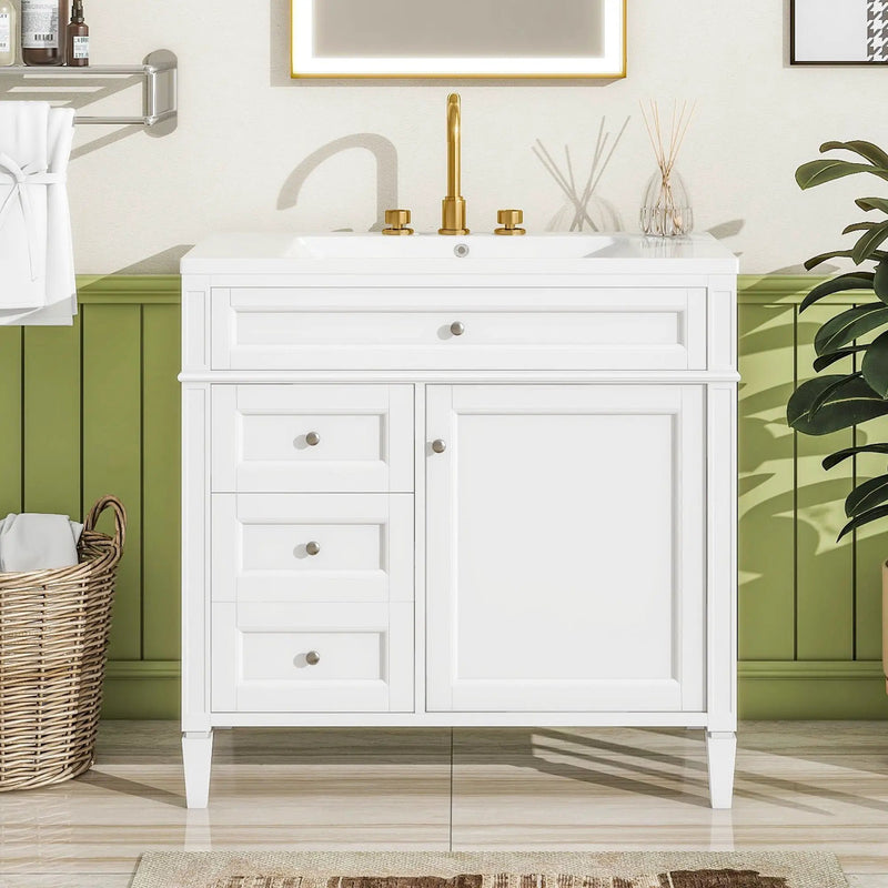 Bathroom Vanity With Top Sink, 2 Drawers And Tip Out Drawer by Unique Piece Furniture
