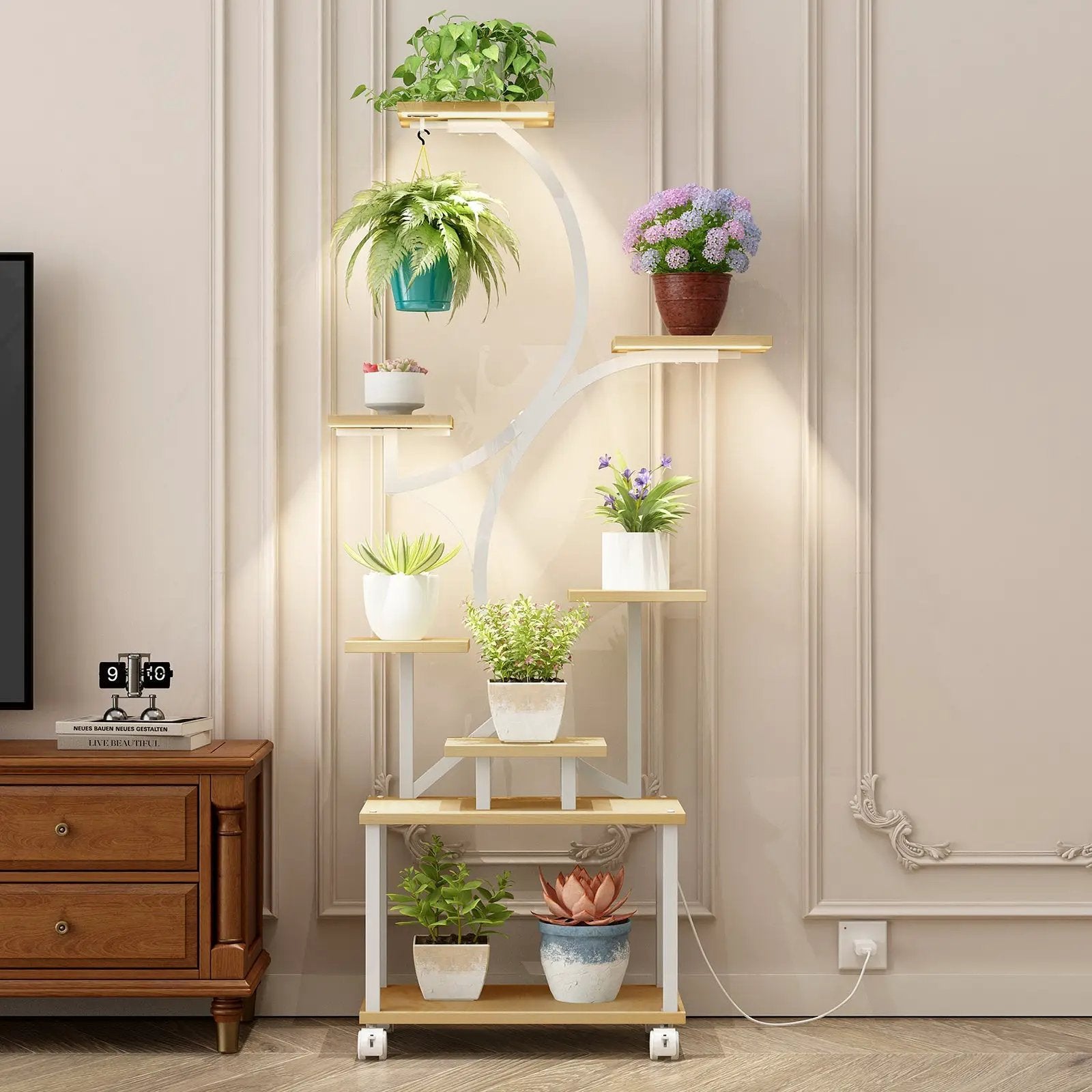 Indoor Plant Stand with Grow Lights - 62" Tall, 8 Tiered Shelf by HouseOfZazla