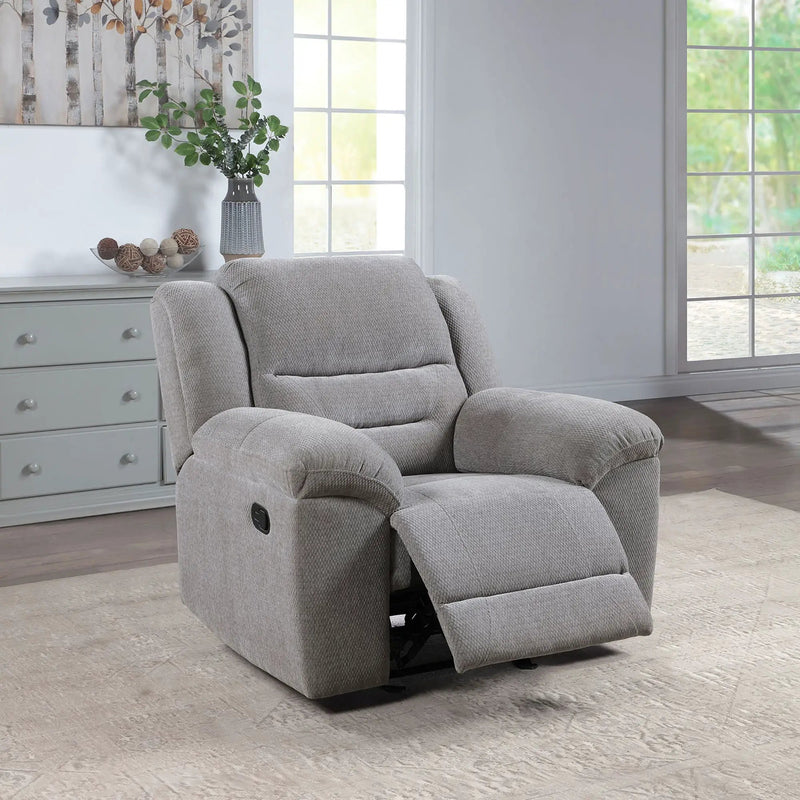Sebring - Upholstered Glider Recliner Chair With Manual Recline And Smooth Gliding Motion - Gray by HouseOfZazla