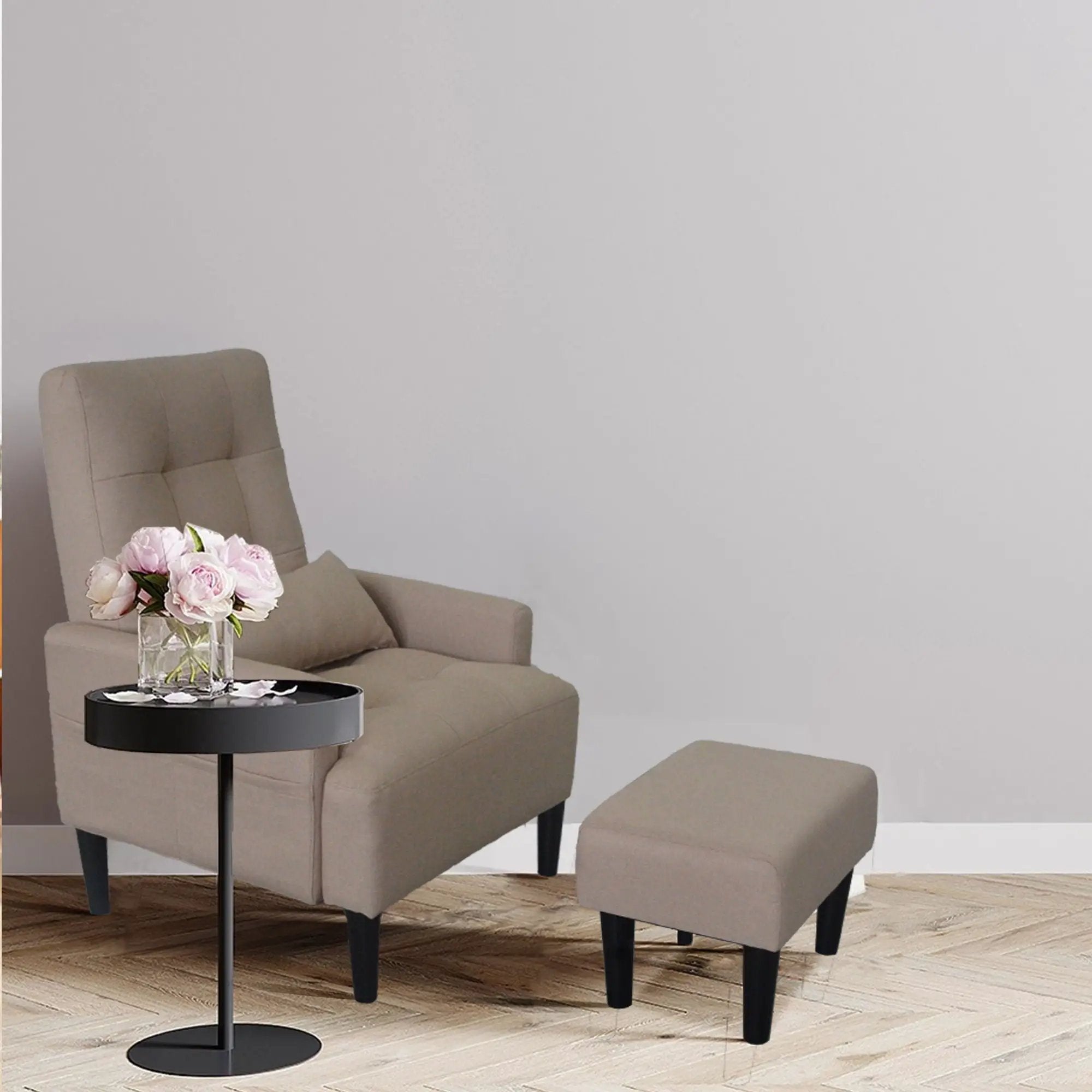 Living Room Sofa Single Chair And Ottoman, Modern Multi-Function Fabric Living Room Sofa Lounge Chair Bed And Stool. Soft Leisure Single Chair Adjustable Into 5 Angles With Sofa Bed by HouseOfZazla