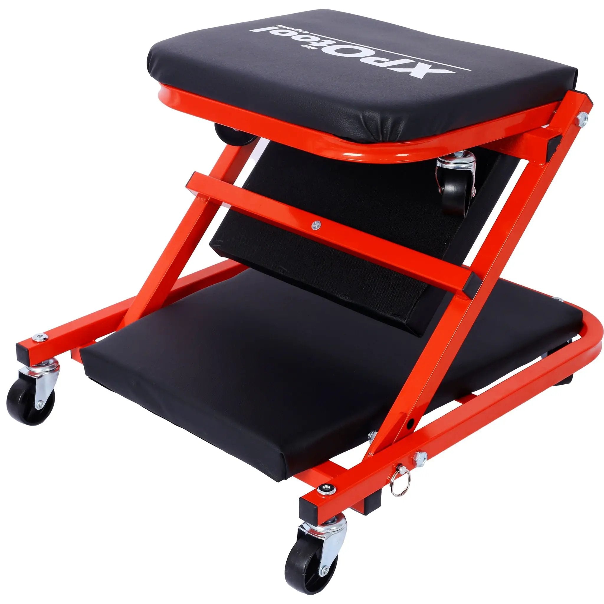 Mechanic Creeper, Z Creeper Seat 2 In 1 Low Profile With 6 Wheels Steel Vinyl - Red by HouseOfZazla