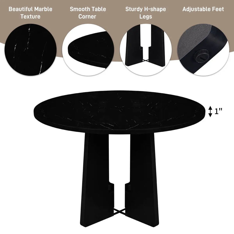 5 Piece Round Dining Table Set, Modern Dining Table And 4 Upholstered Chairs For Dining Room by Unique Piece Furniture