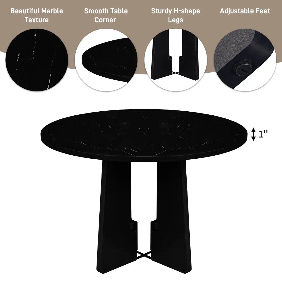 5 Piece Round Dining Table Set, Modern Dining Table And 4 Upholstered Chairs For Dining Room by Unique Piece Furniture