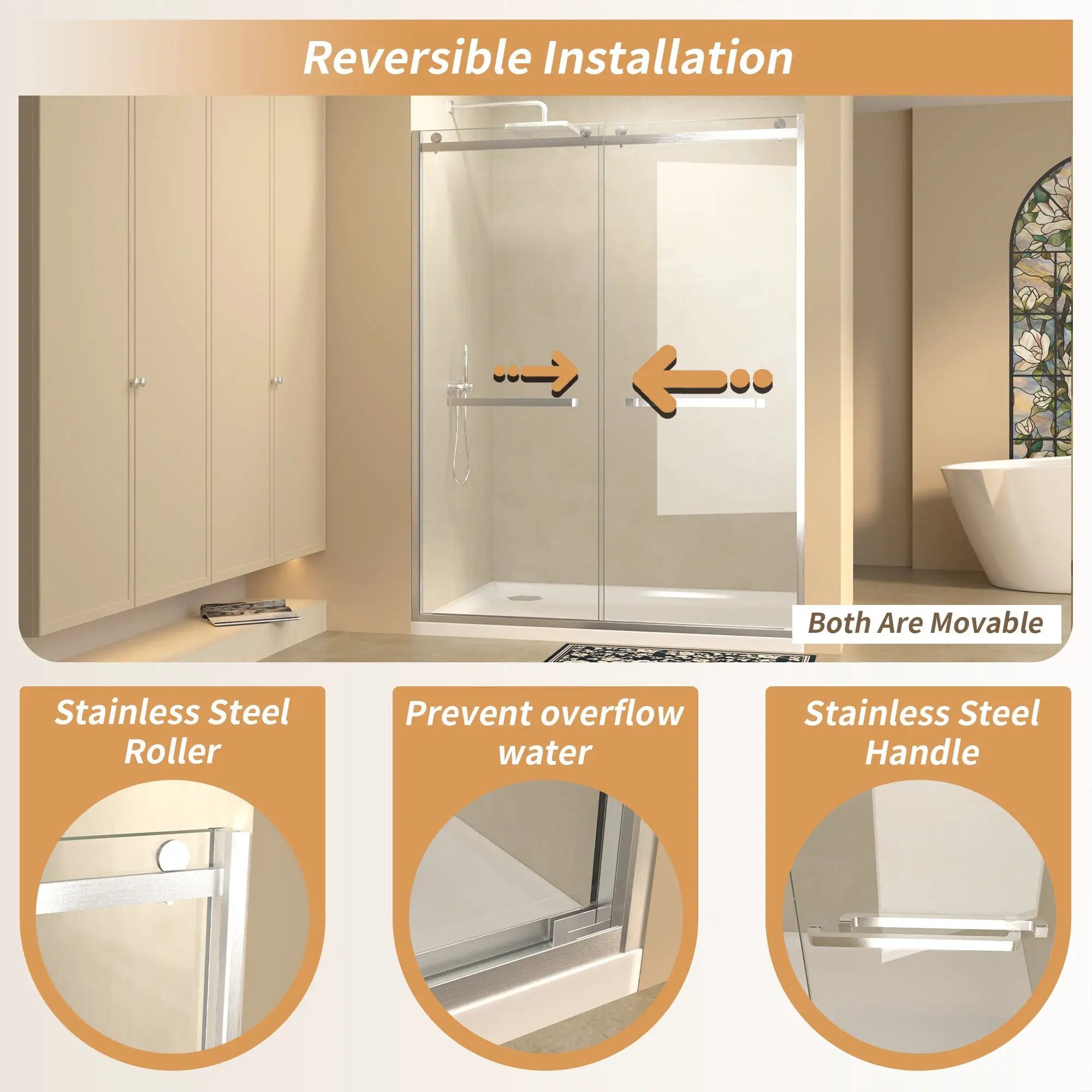 56-60 in.W x 76 in.H Semi-Frameless Sliding Shower Door by HouseOfZazla