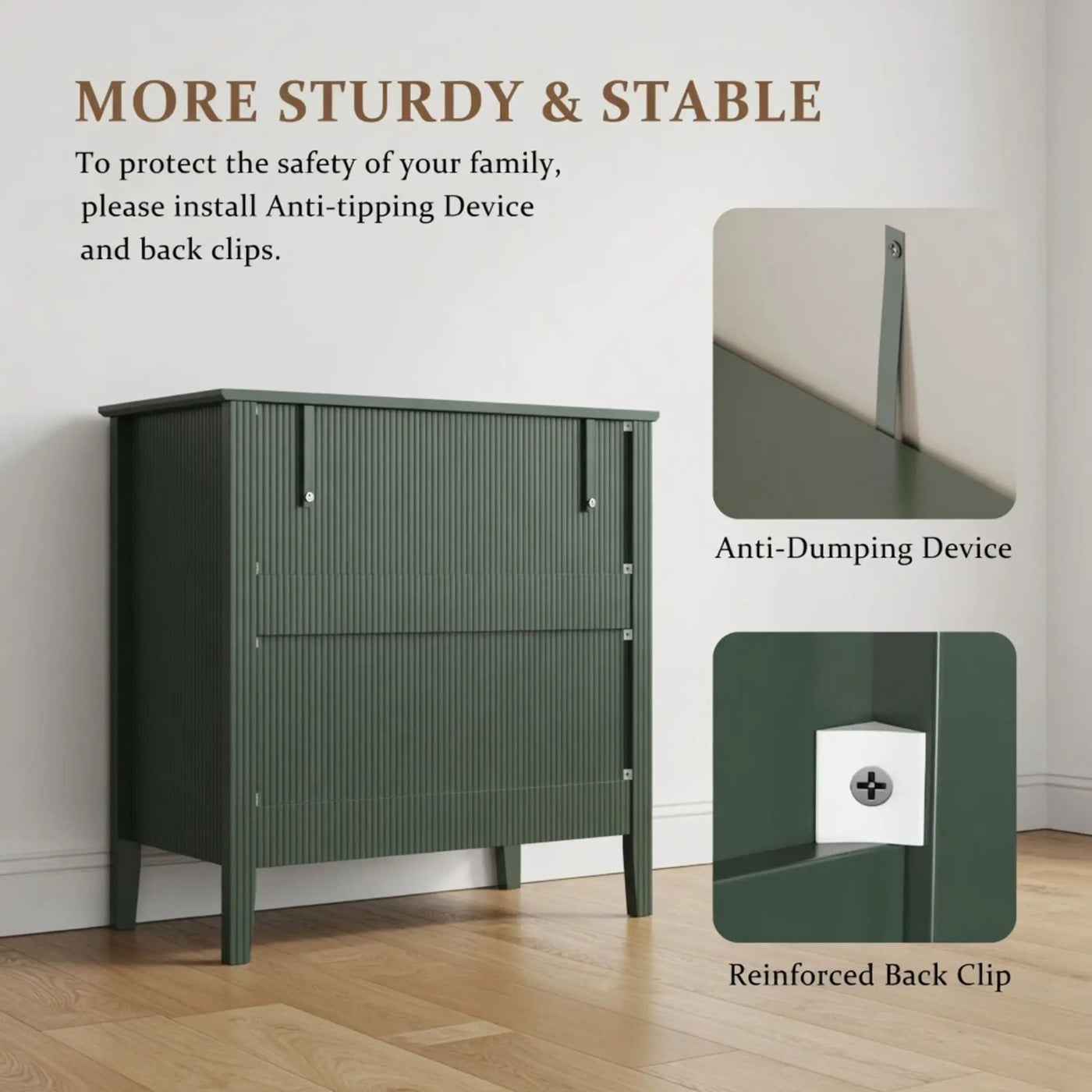 Fluted 3 Drawer Nightstand With Soft Close Slides by HouseOfZazla