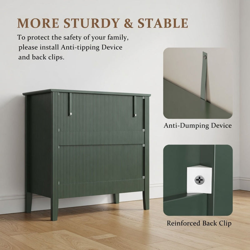 Fluted 3 Drawer Nightstand With Soft Close Slides by HouseOfZazla