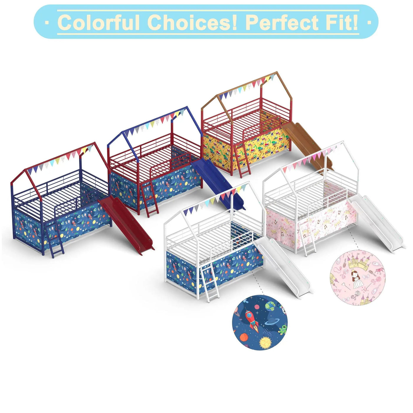Jack - House Loft Bed With Slide And Curtain Set by HouseOfZazla