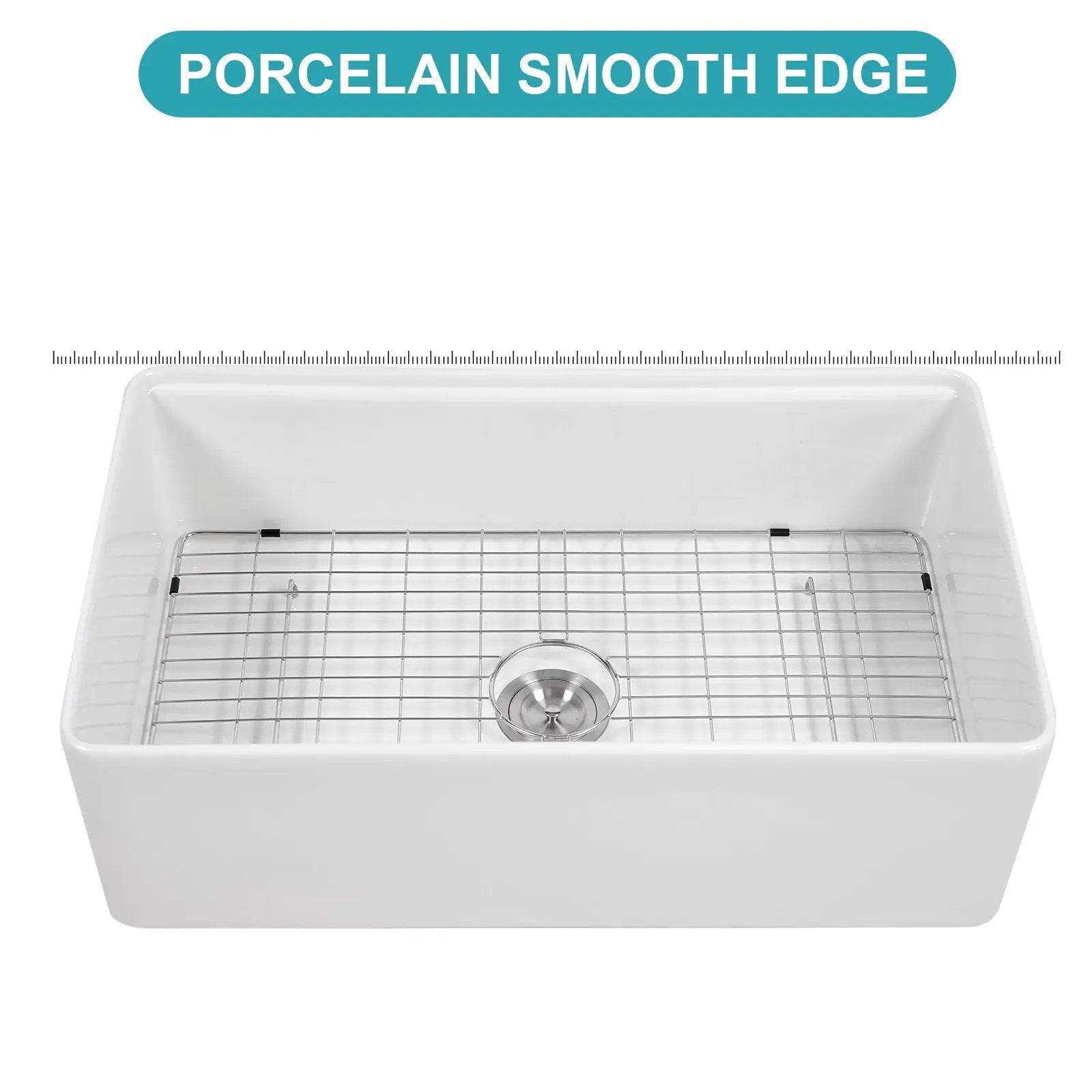 Kitchen Sink Workstation 33" Single Bowl Sink With Work Surface - White by HouseOfZazla