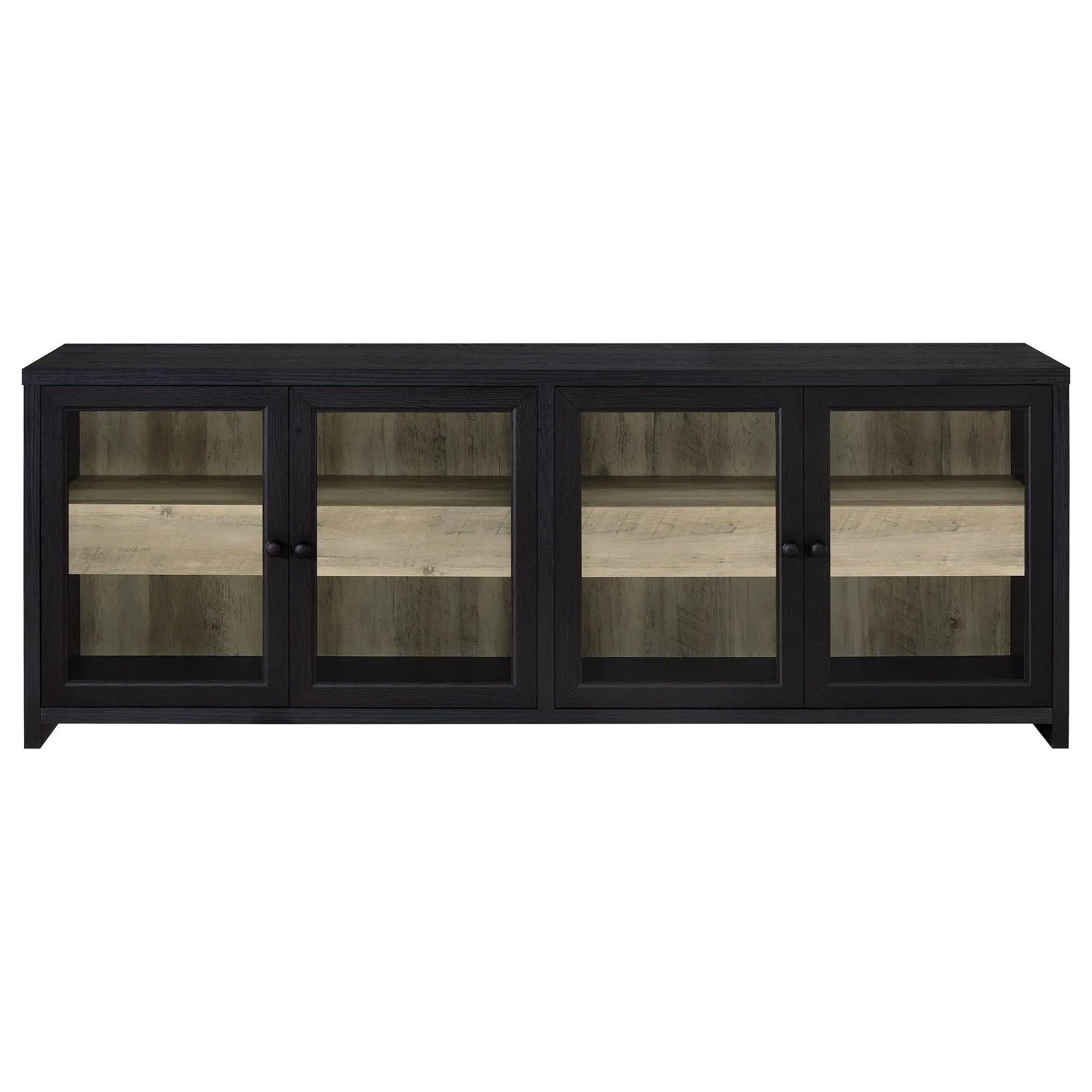 Denison 79-inch 4-door TV Stand Media Console Black by Unique Piece Furniture