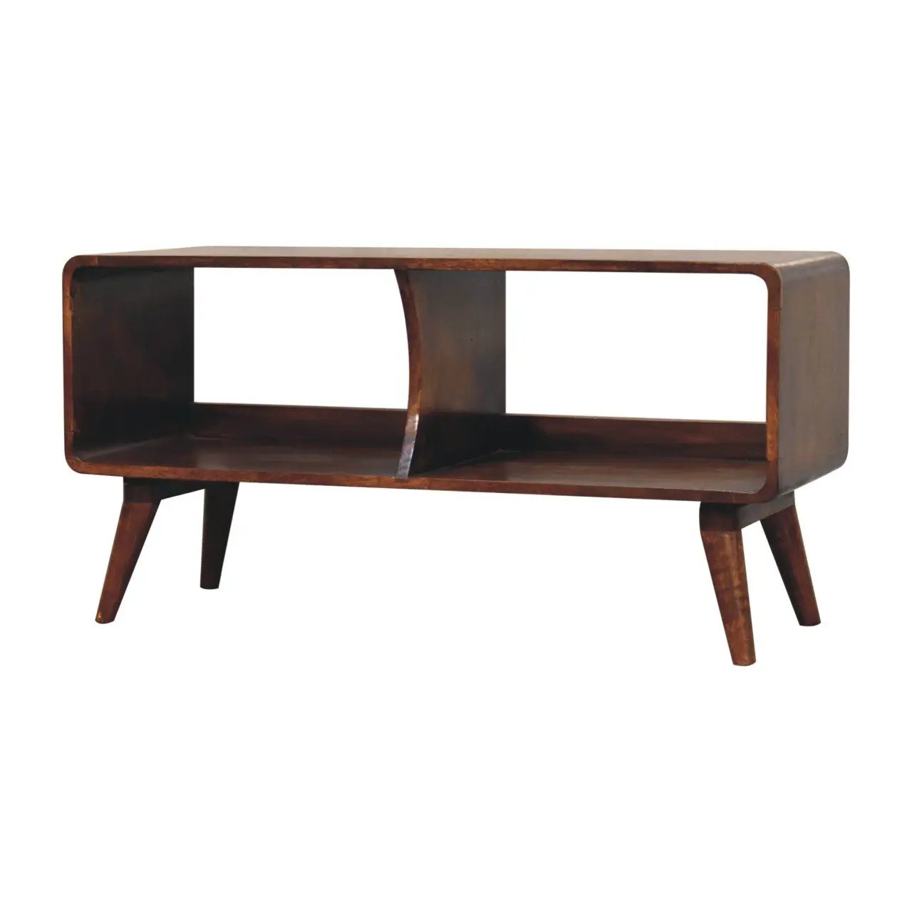 Curved Double Slot Media Unit - Dark Brown by Unique Piece Furniture