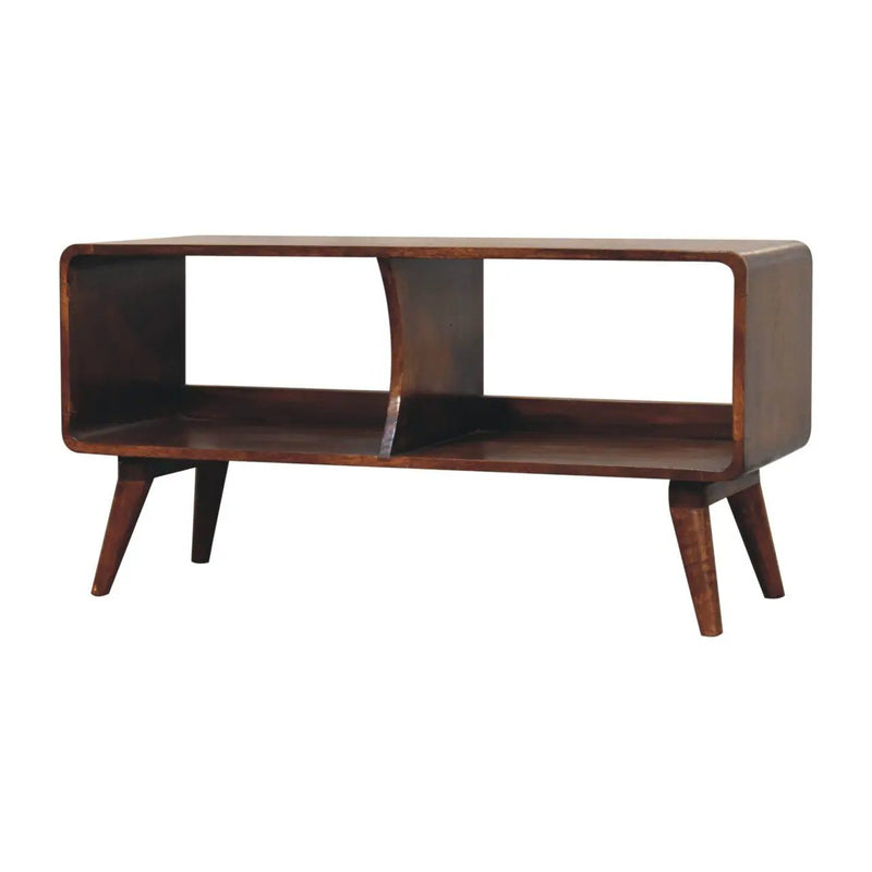 Curved Double Slot Media Unit - Dark Brown by Unique Piece Furniture