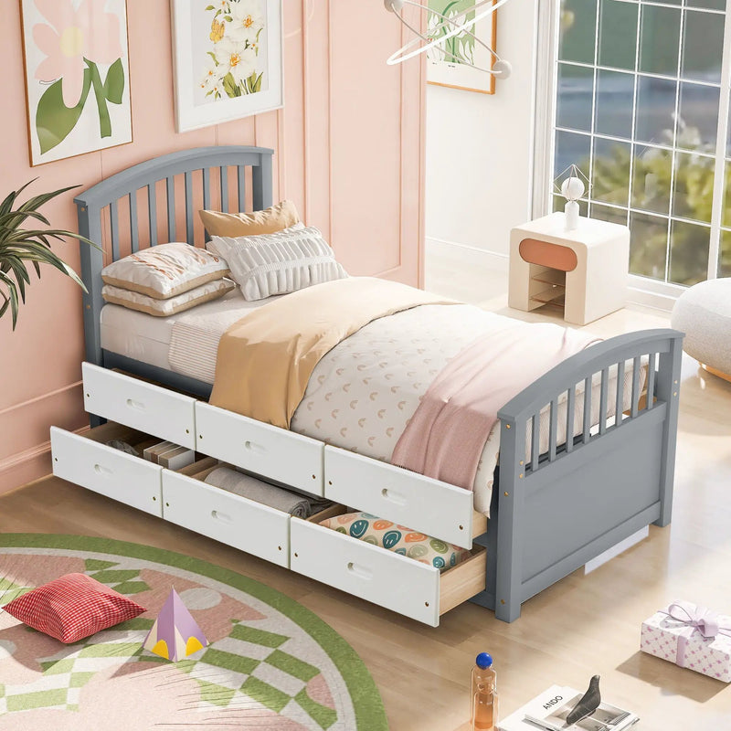 Platform Storage Bed Solid Wood Bed With 6 Drawers by Unique Piece Furniture