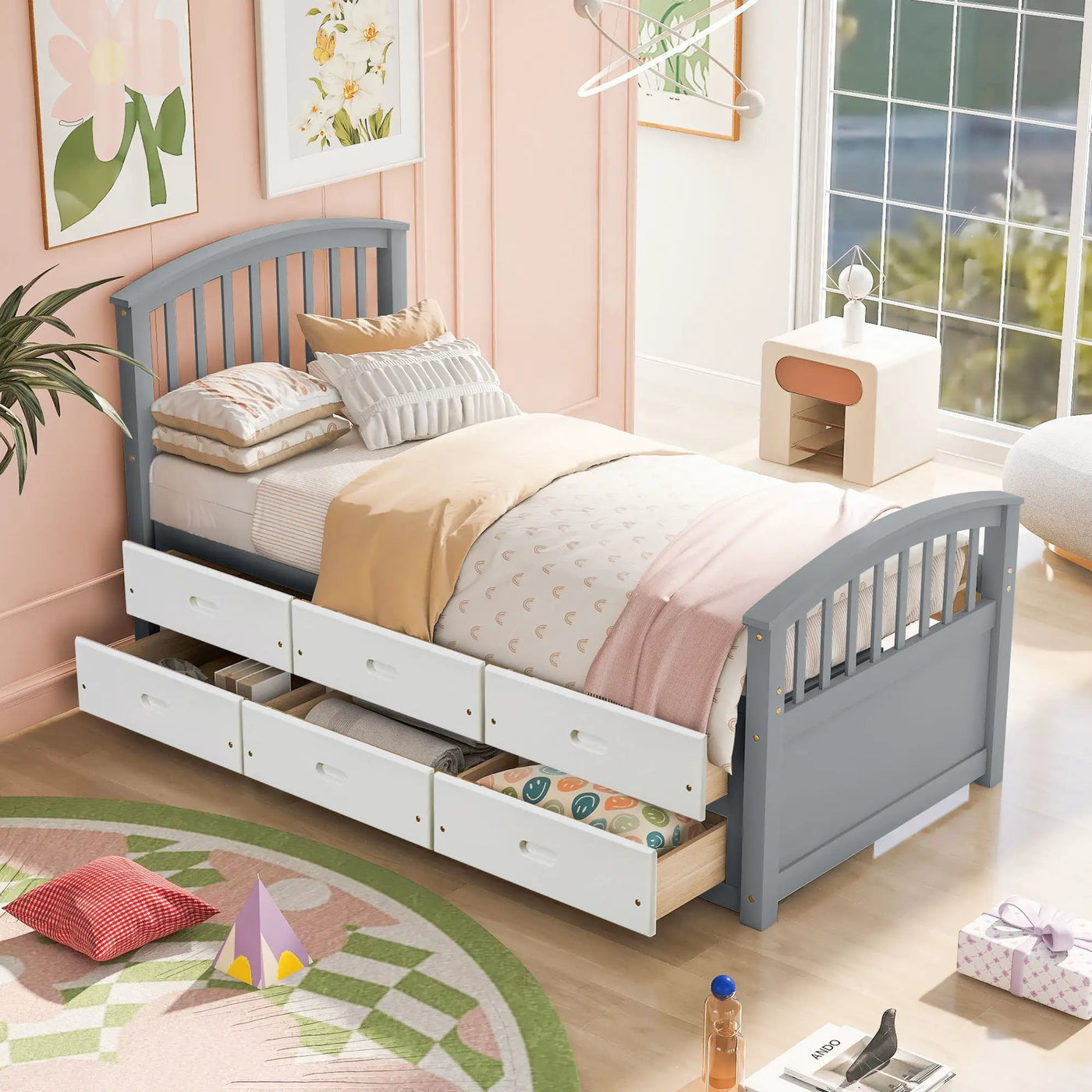 Platform Storage Bed Solid Wood Bed With 6 Drawers by Unique Piece Furniture