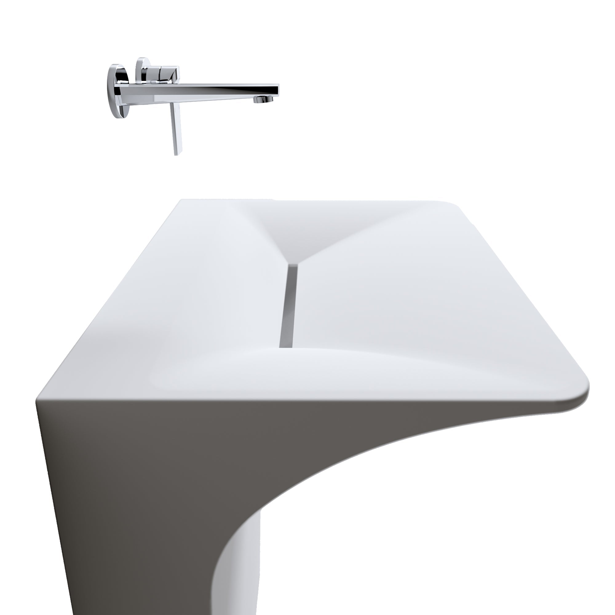 Modern Wall-Mounted Solid Surface Pedestal Sink by HouseOfZazla