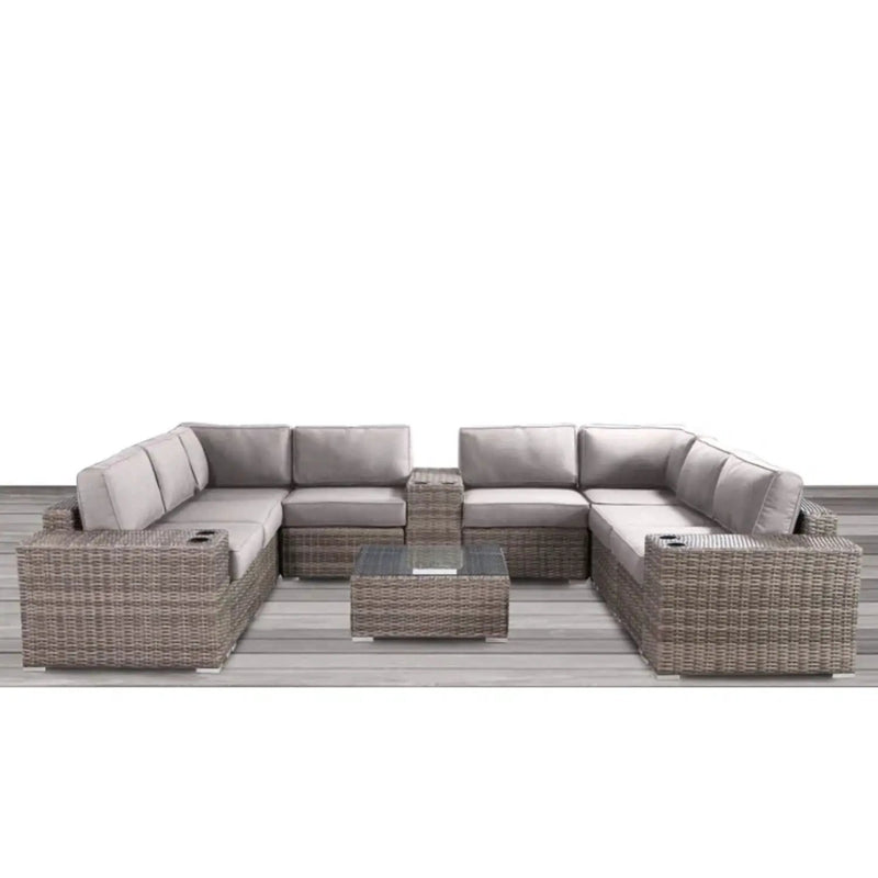 Modern Patio Rattan Sectional Set With Cushions by Unique Piece Furniture