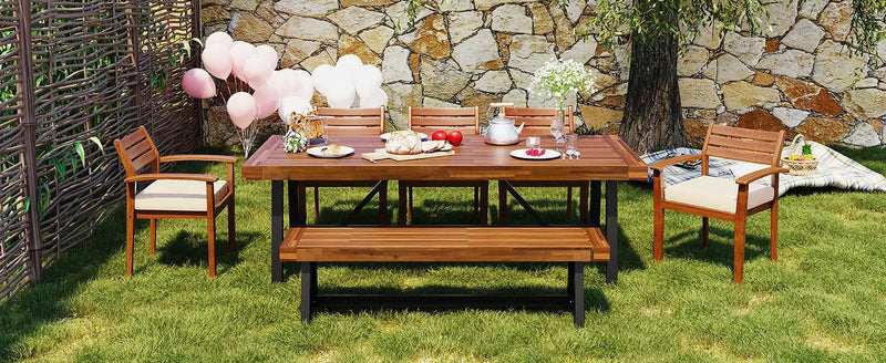 GO Outdoor Wood Dining Set For 7-8 Persons by HouseOfZazla