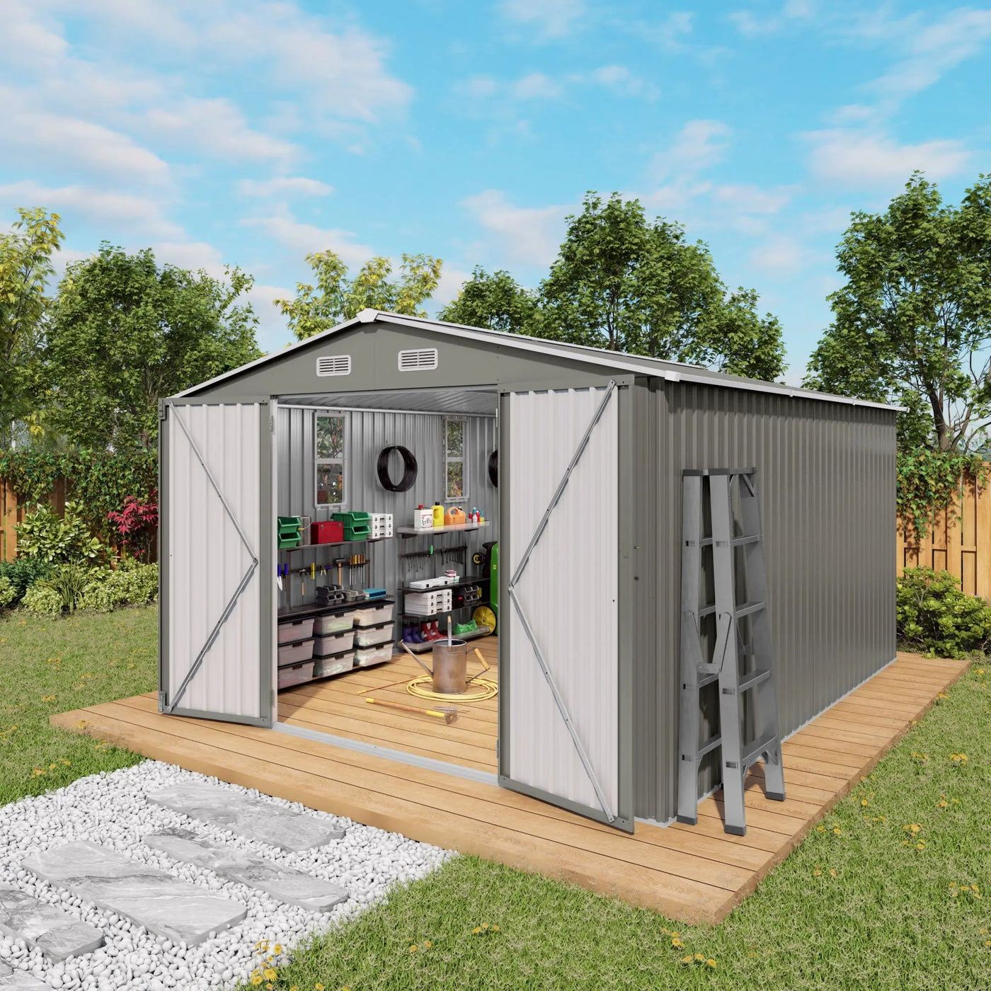 Outdoor Storage Shed With Lockable Doors by HouseOfZazla