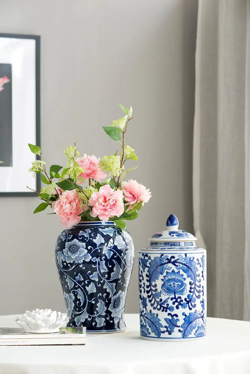9.5x9.5x18" Porcelain Decorative Ginger Jar by HouseOfZazla
