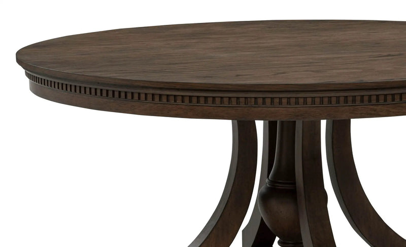 Ridgewell Round Pedestal Dining Table Dark Oak by Unique Piece Furniture
