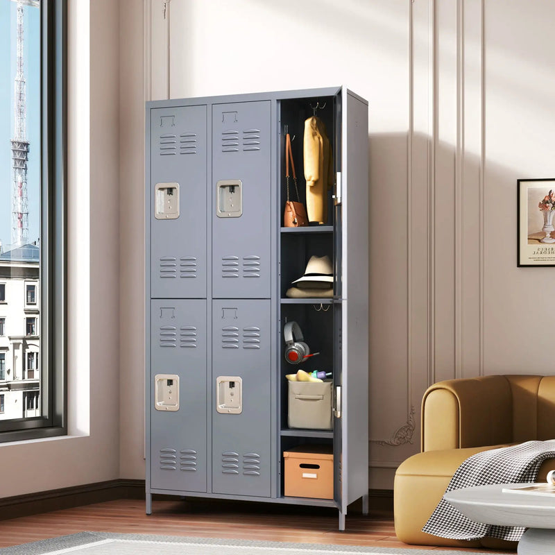 6 Door Lockers With Lock For Employees, Storage Cabinet For Home, Gym, Office, School, Garage - Gray by Unique Piece Furniture
